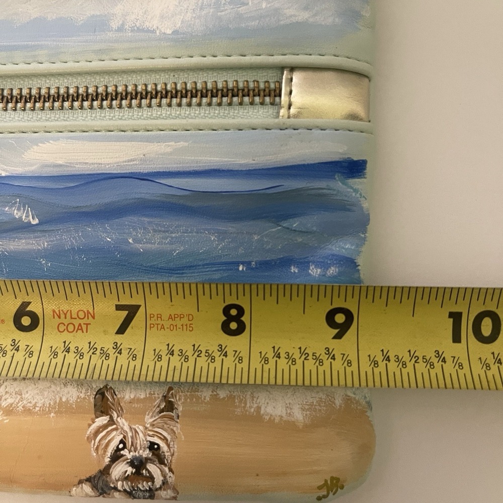 White House Black‎ Market Hand Painted Yorkie Beach Scene Wristlet Wallet - Picture 6 of 7